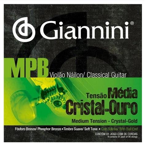 Foto do produto  Encordoamento p/ Violão Nylon Giannini MPB Tensão Média Cristal-Ouro GENWG