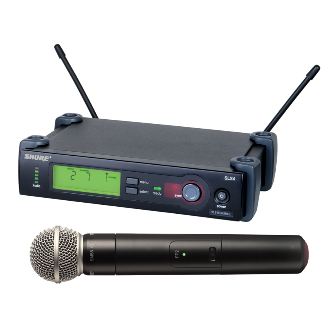 Foto do produto  BASE P/ Transmissor s/ Fio Microflex Shure Slx4lbr Receptor + BASTÃO FP shure FP2-SM58