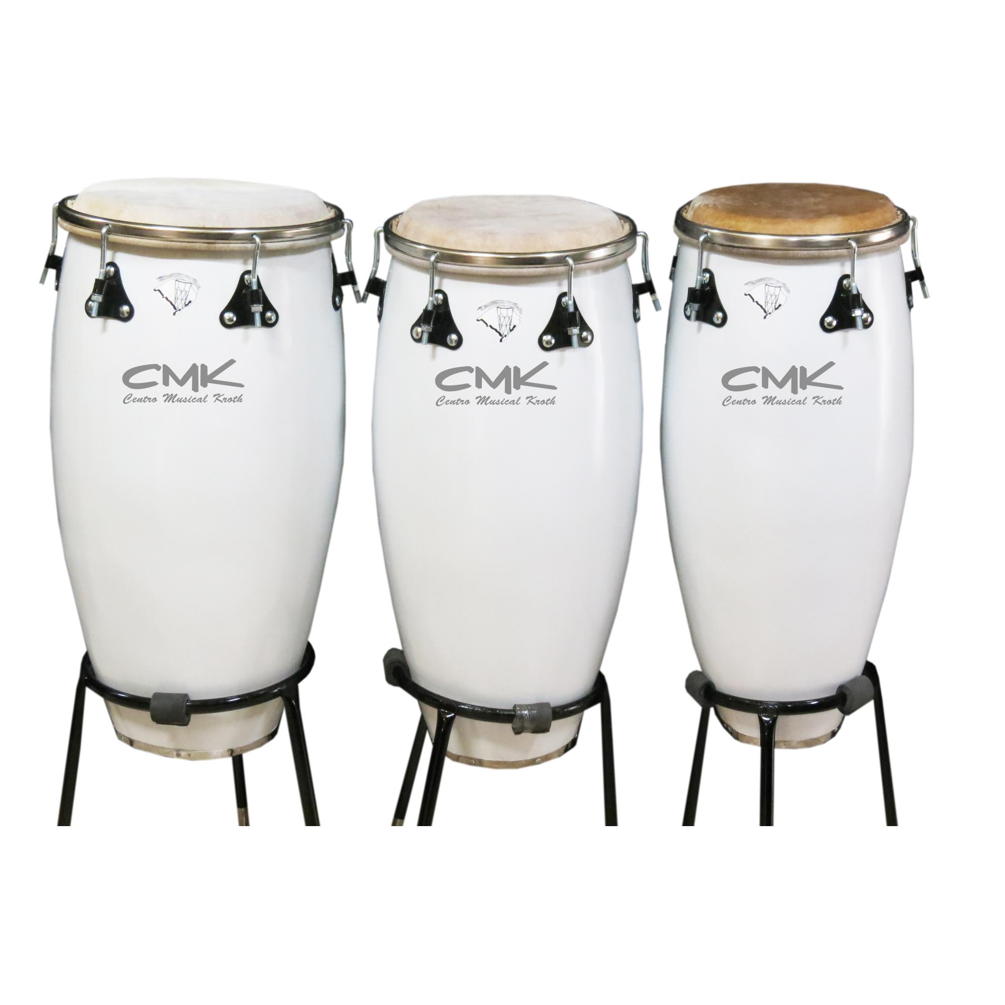 Foto do produto Jogo De Tumbadoras Congas - Brancas C/ Pele De Couro E Tripé Foto do produto Jogo De Tumbadoras Congas - Brancas C/ Pele De Couro E Tripé