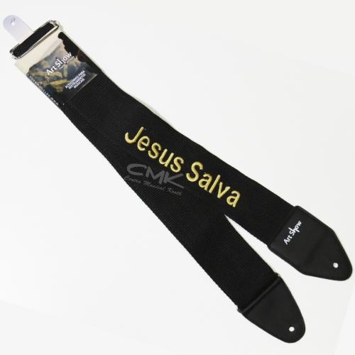 Foto do produto  Correia Gospel Preta com Amarelo "Jesus Salva" - Art Show 