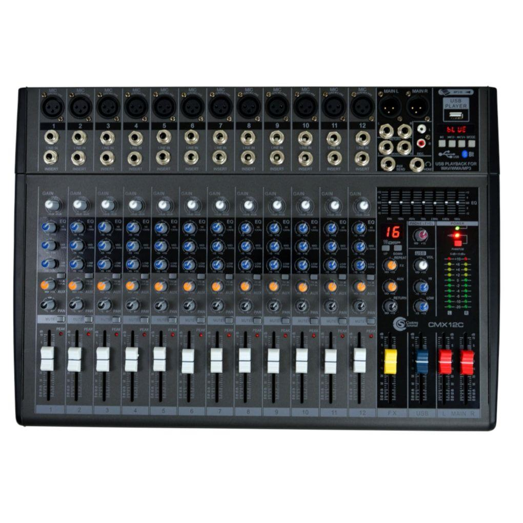 Foto do produto  Mesa de Som Custom Sound CMX 12C 12 Canais com Bluetooth e USB Cinza - Bivolt