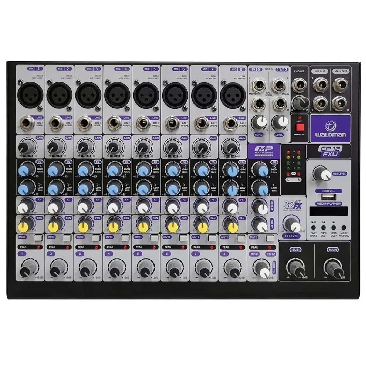 Foto do produto Mesa De Som 12 Canais Com Bluetooth, EFX E USB CP-12 FXU - Waldman