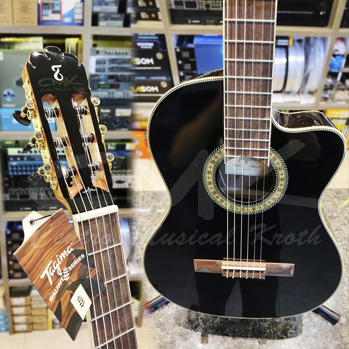 Foto do produto  Violão Elétric Preto Tagima WS-10 EQ Classical Cutaway em Nylon Serie Walnut 