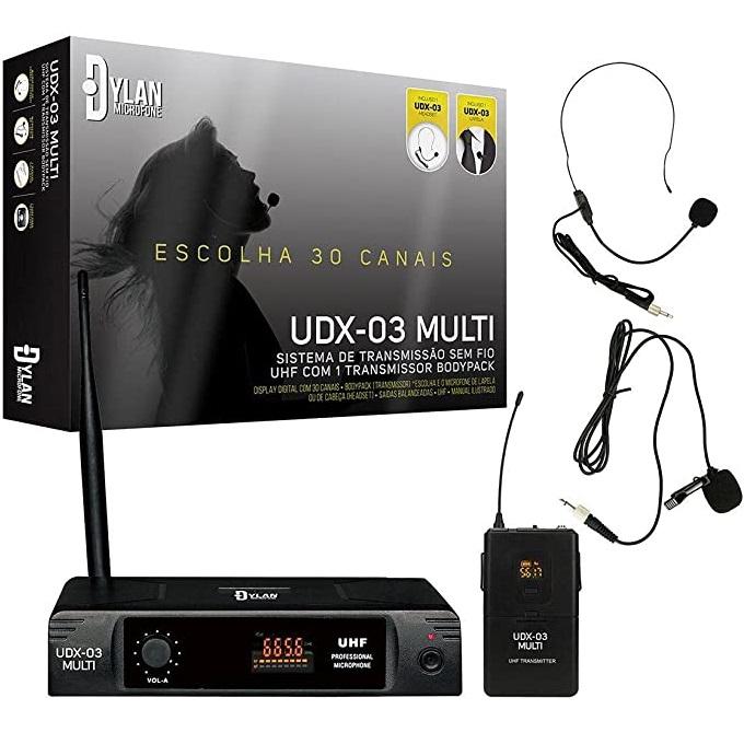 Foto do produto  SISTEMA SEM FIO Dylan UHF COM 30 X CANAIS (RECEPTOR BASE + TRANSMISSOR) UDX-03 MULTI 