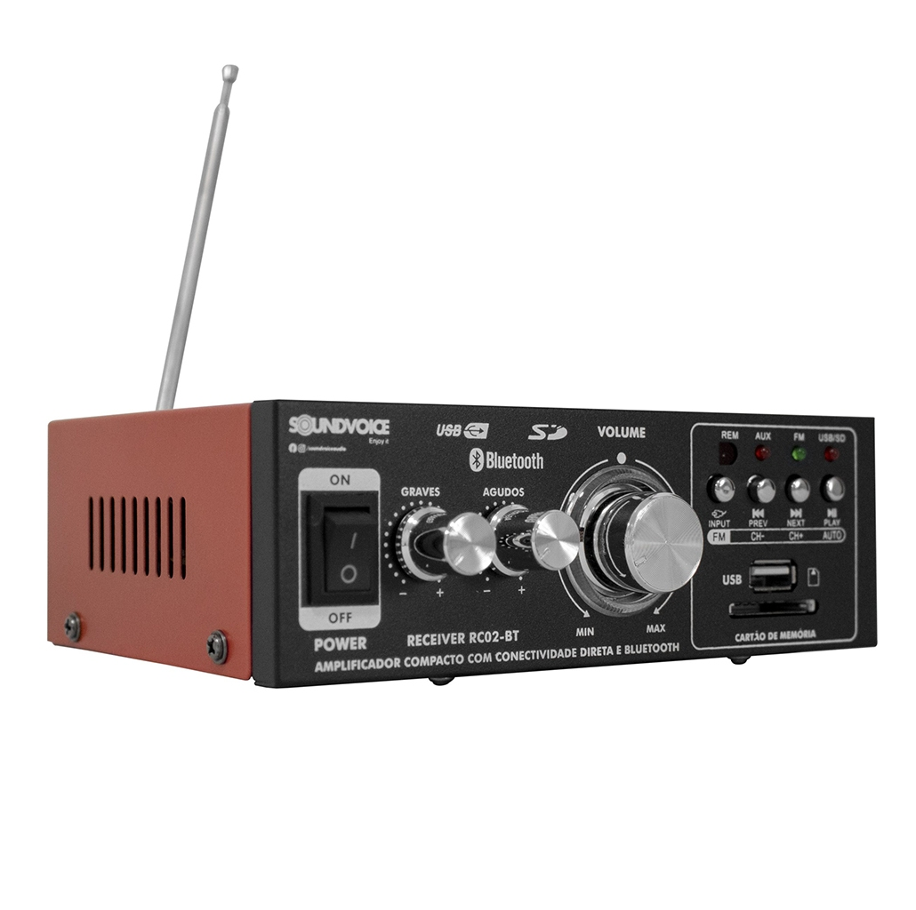 Foto do produto Amplificador Receiver Soundvoice RC02-BT Foto do produto Amplificador Receiver Soundvoice RC02-BT