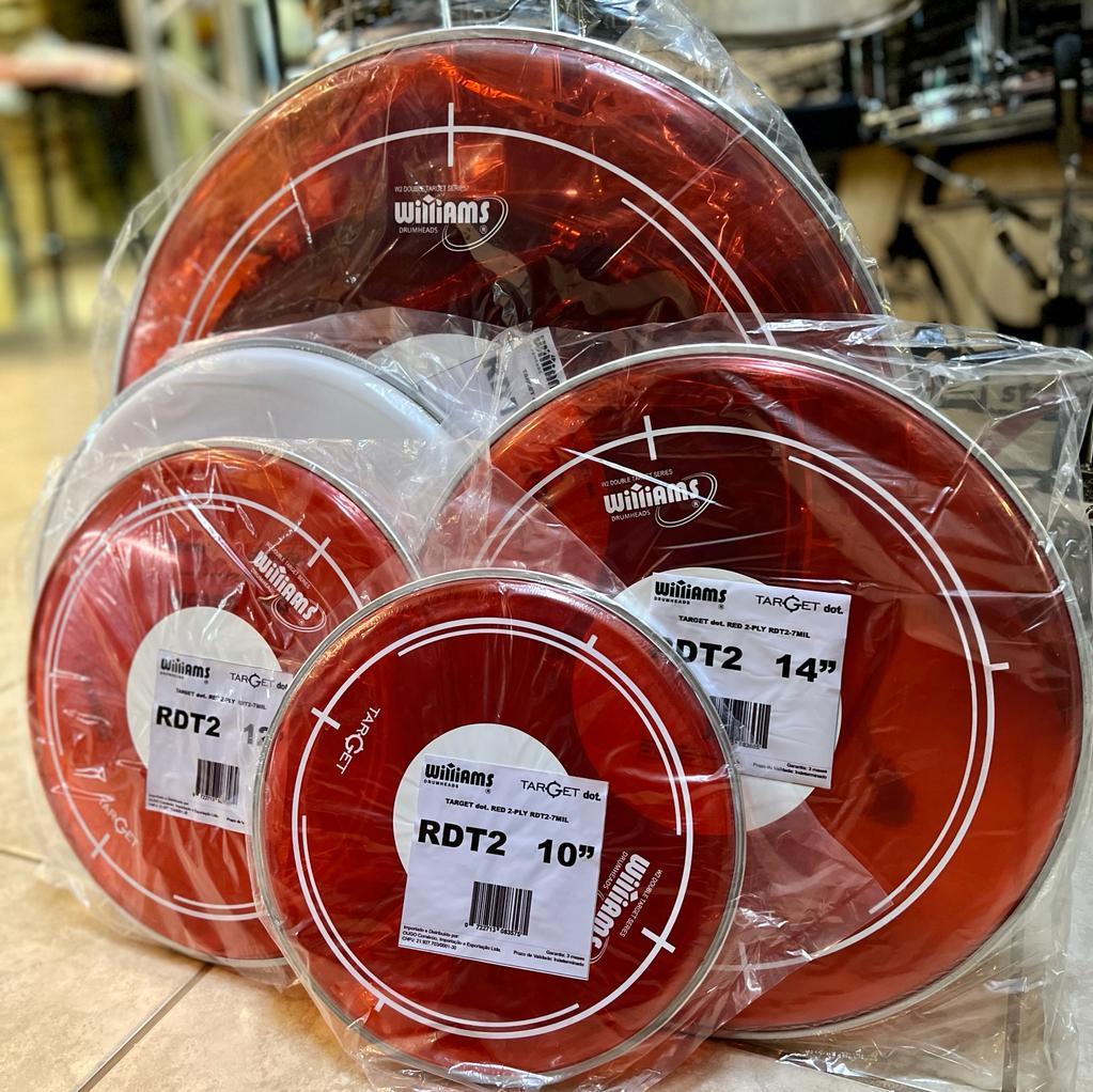 Foto do produto  Kit de Peles Williams Target Dot RED RDT2 10",12",14",16",22"
