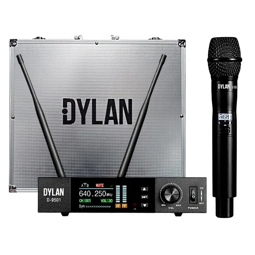 Foto do produto Sistema de Transmissao s/ Fio Dylan D-9501UHF true diversity padrao, 1 bastão receptor Foto do produto Sistema de Transmissao s/ Fio Dylan D-9501UHF true diversity padrao, 1 bastão receptor