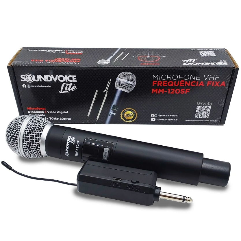 Foto do produto Microfone Sem Fio c/ bateria Recarregável Soundvoice MM-120SF Foto do produto Microfone Sem Fio c/ bateria Recarregável Soundvoice MM-120SF