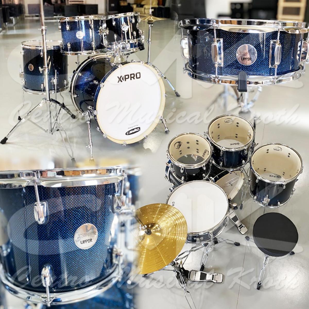 Foto do produto  Bateria Xpro Upper Bumbo 22" blue sparkle Cibañez  Completa