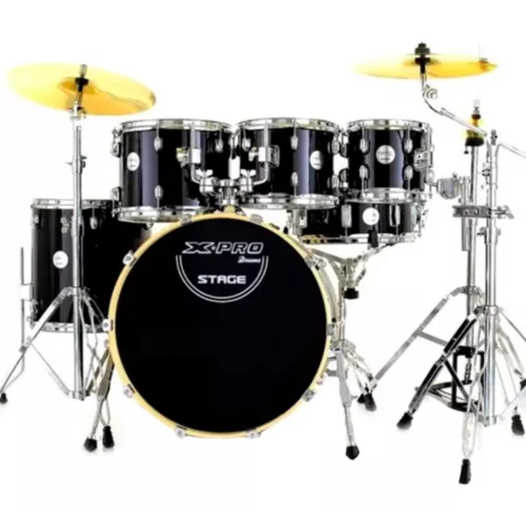Foto do produto  Bateria Bumbo 22¨ Acústica Completa 3tom 8 10 12¨ Xpro Preta