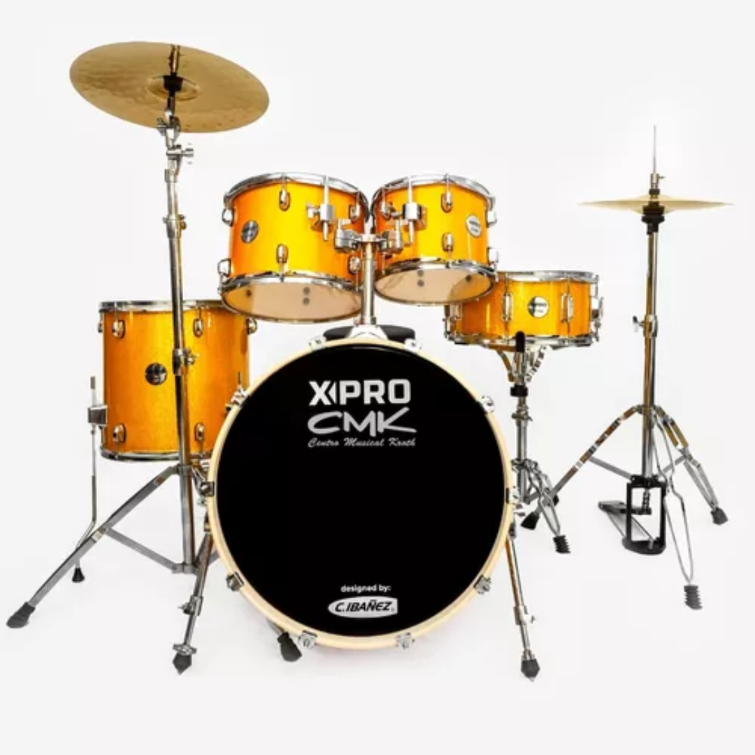 Foto do produto  Bateria Completa Xpro Bumbo 20 Cascos Poplar Orange Sparkle