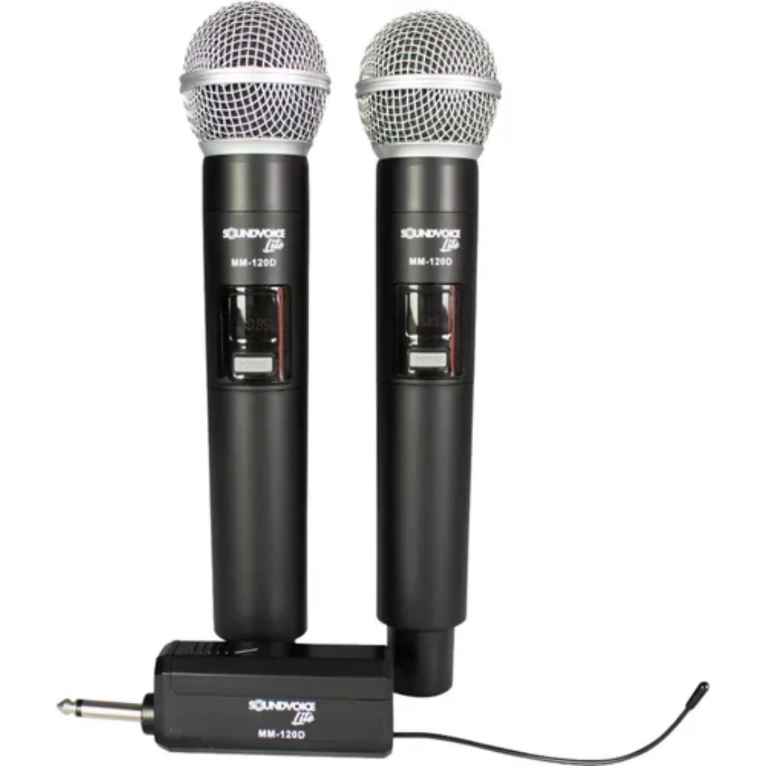 Foto do produto  Microfone Sem Fio Soundvoice Mm 120d Duplo - Vhf Frequencia Cor Preto