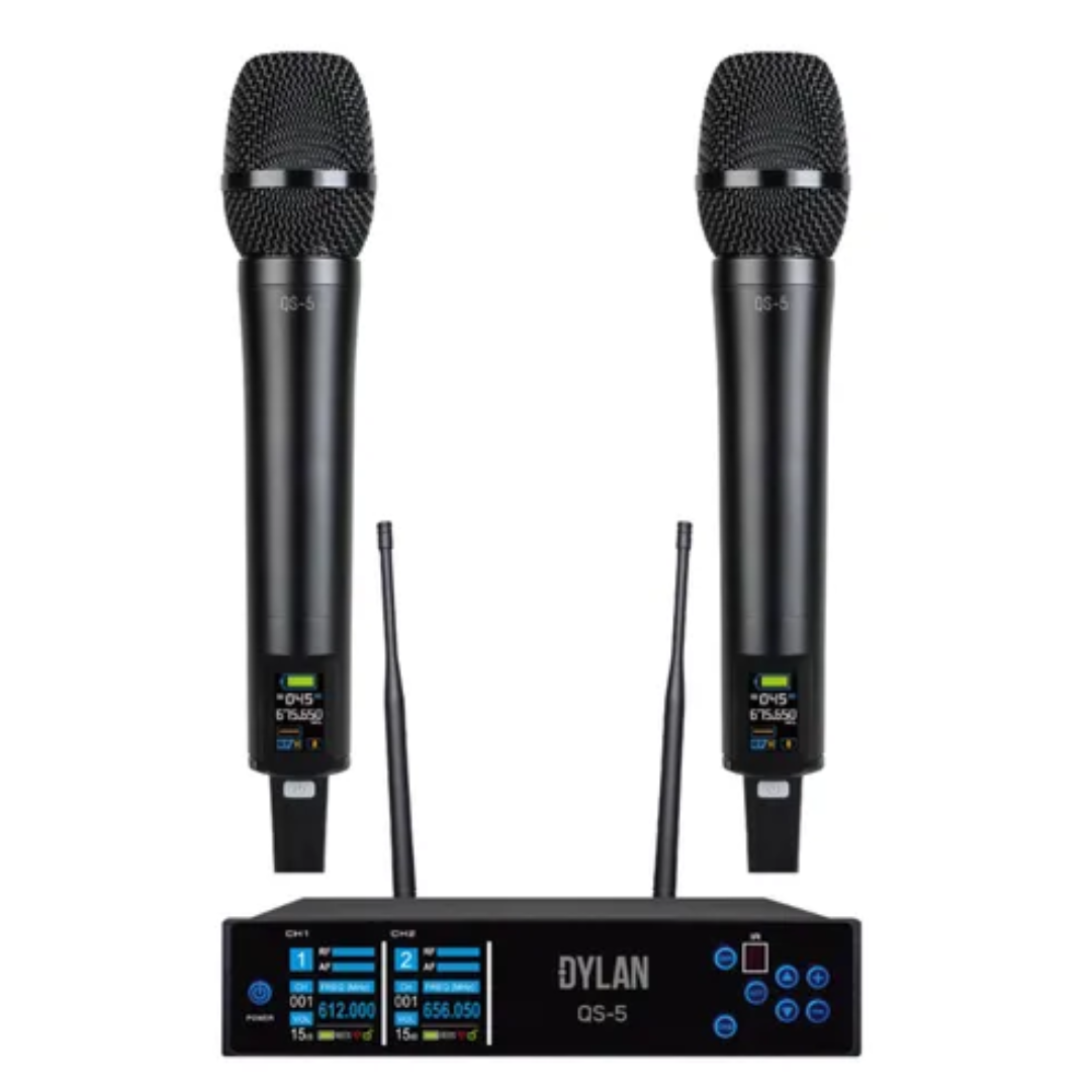 Foto do produto  Sistema sem fio uhf com 300 canais acompanha 2 bastoes QS-5