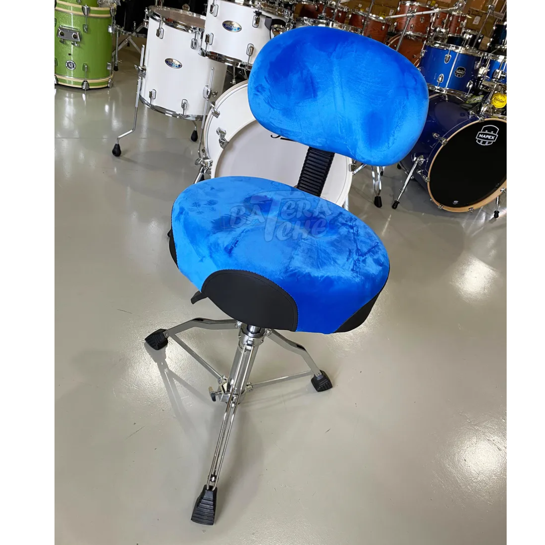 Foto do produto Banqueta Bateria Assento Selim Com Encosto Reg. Pneumática Azul