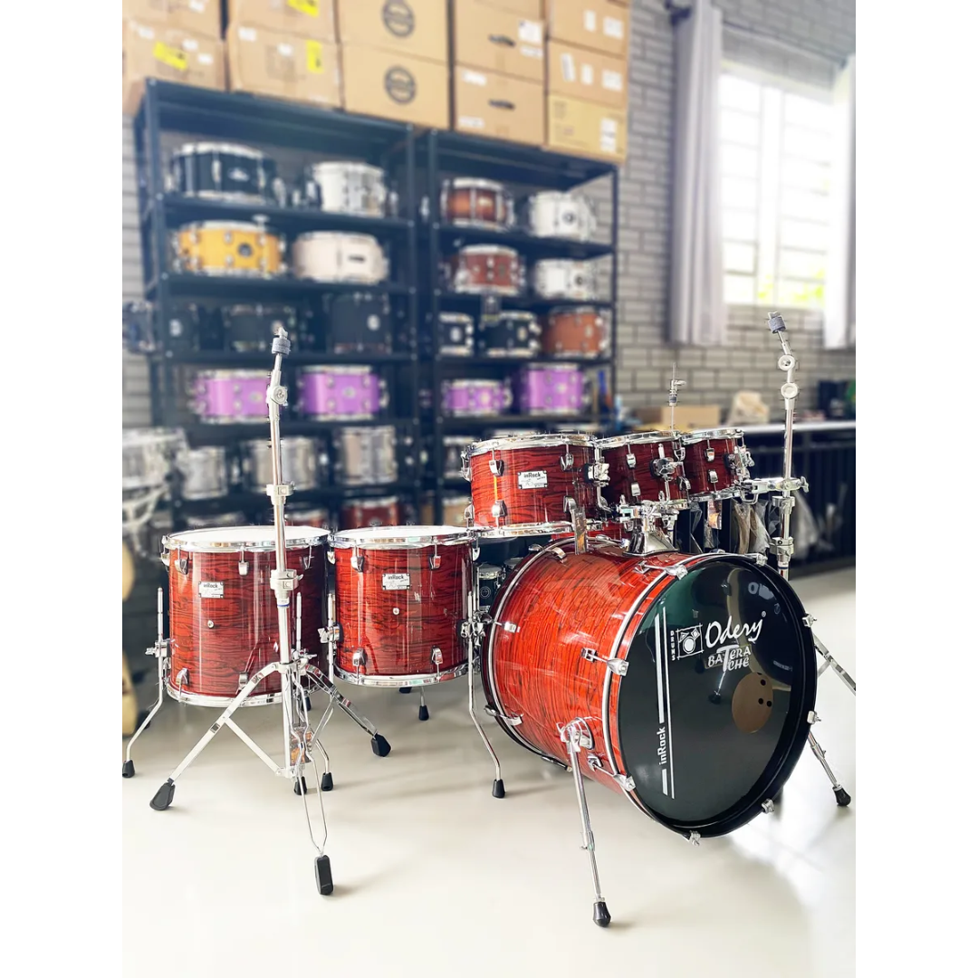 Foto do produto  Bateria 2 Surdos 3tons Odery Inrock Series Completa Vermelha