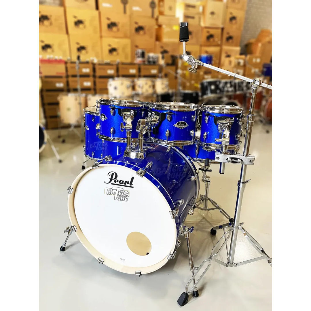 Foto do produto  Bateria Bumbo 22 Tons 8,10,12 Surdos 14 16 Pearl Export Azul