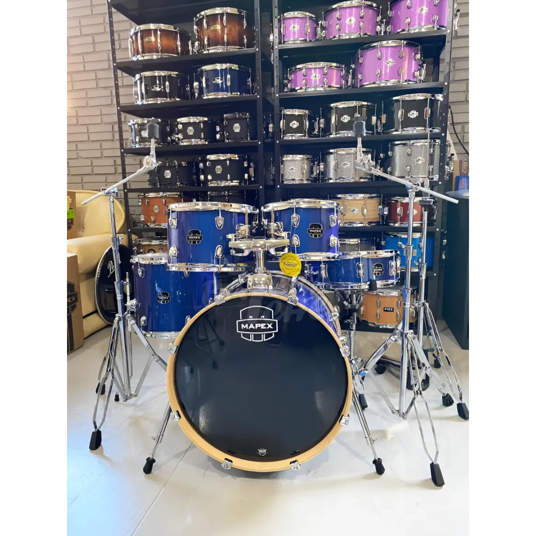 Foto do produto  Bateria Completa Bumbo 20 5 Pçs C/banco Ferragens Mapex Azul
